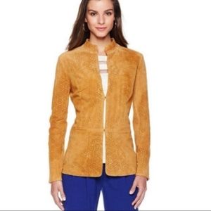 ⭐️ Hal Rubenstein Laser Cut Perforated Leather Suede Jacket womens size XL